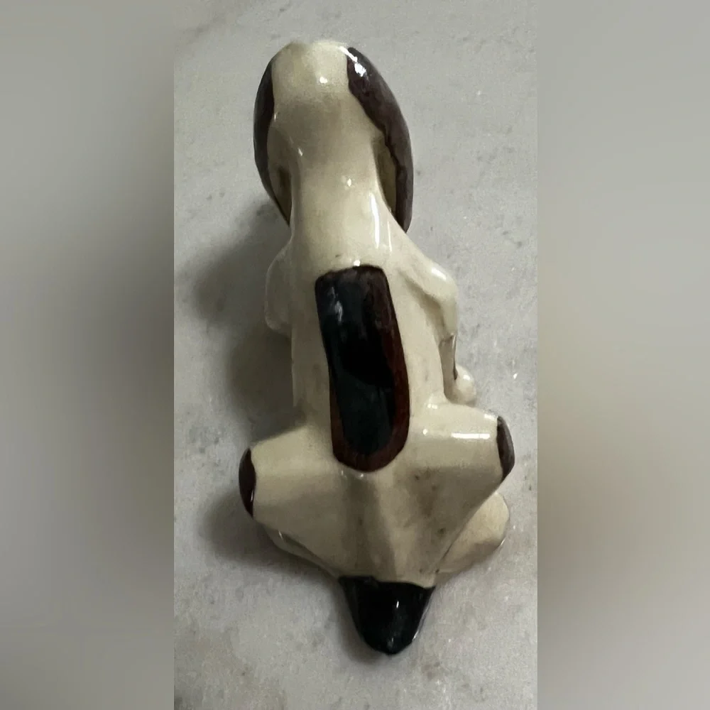 Small Vintage MCM Tan/Brown Ceramic Hound Dog Hand Painted No Cracks or Breaks